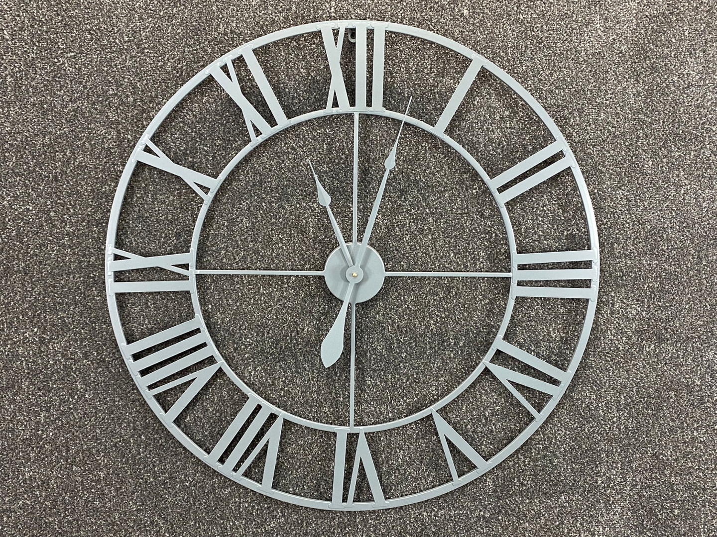 Silver Roman Numeral Skeleton Wall Clock