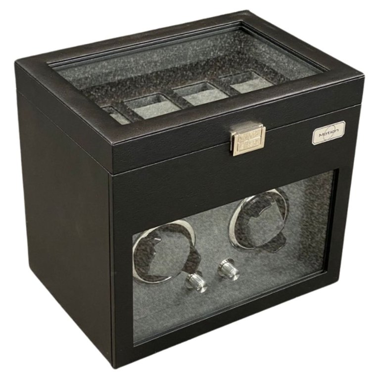 Motion Double Black Leather Watch Winder