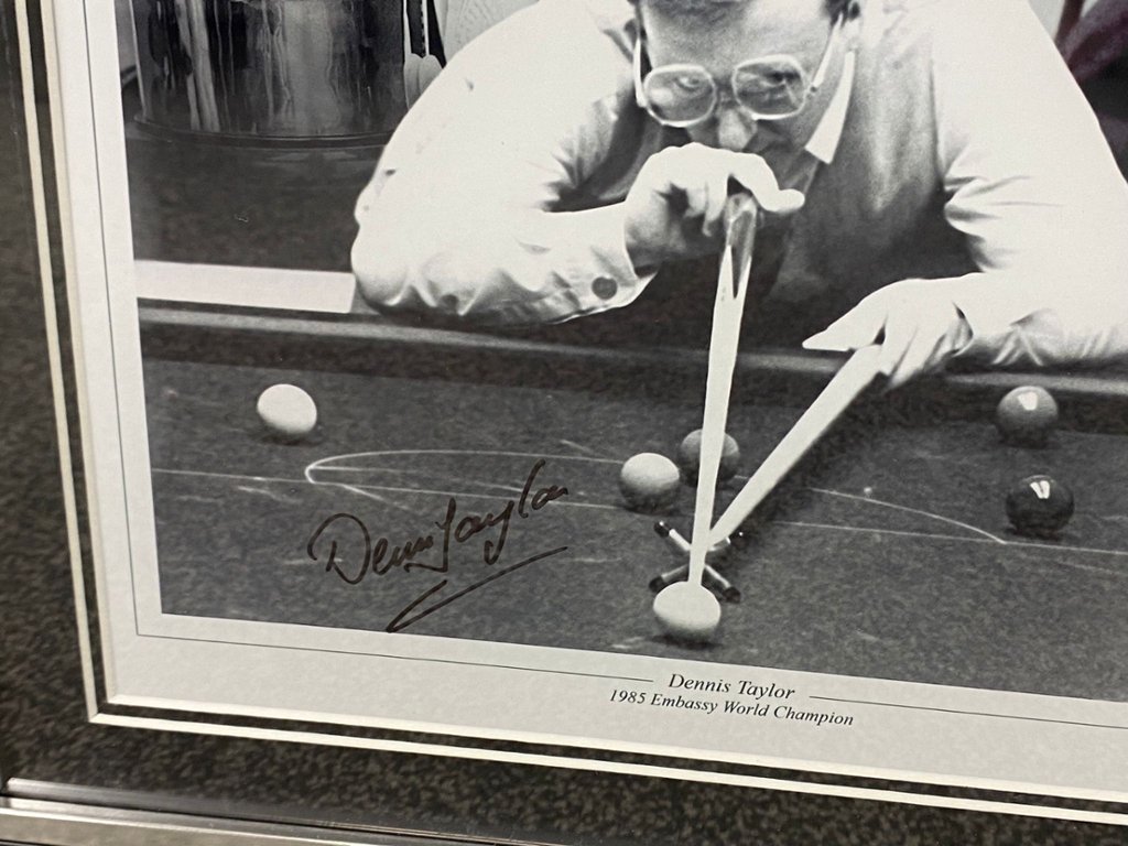 Dennis Taylor Signed Snooker Picture