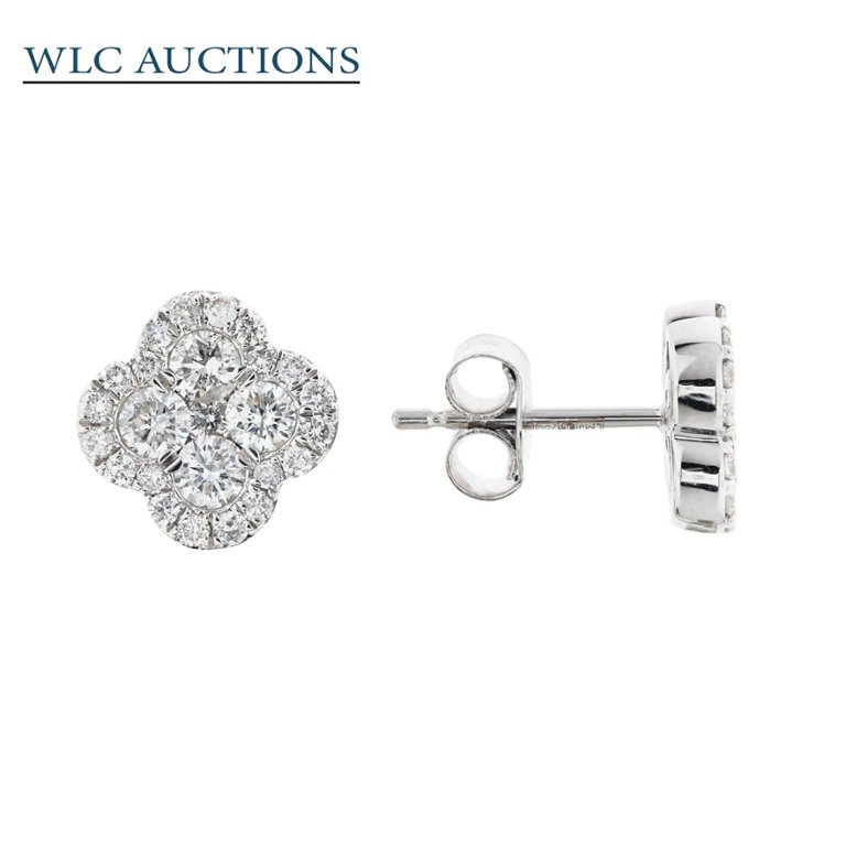 Natural Diamond Cluster Earrings 1.00ct