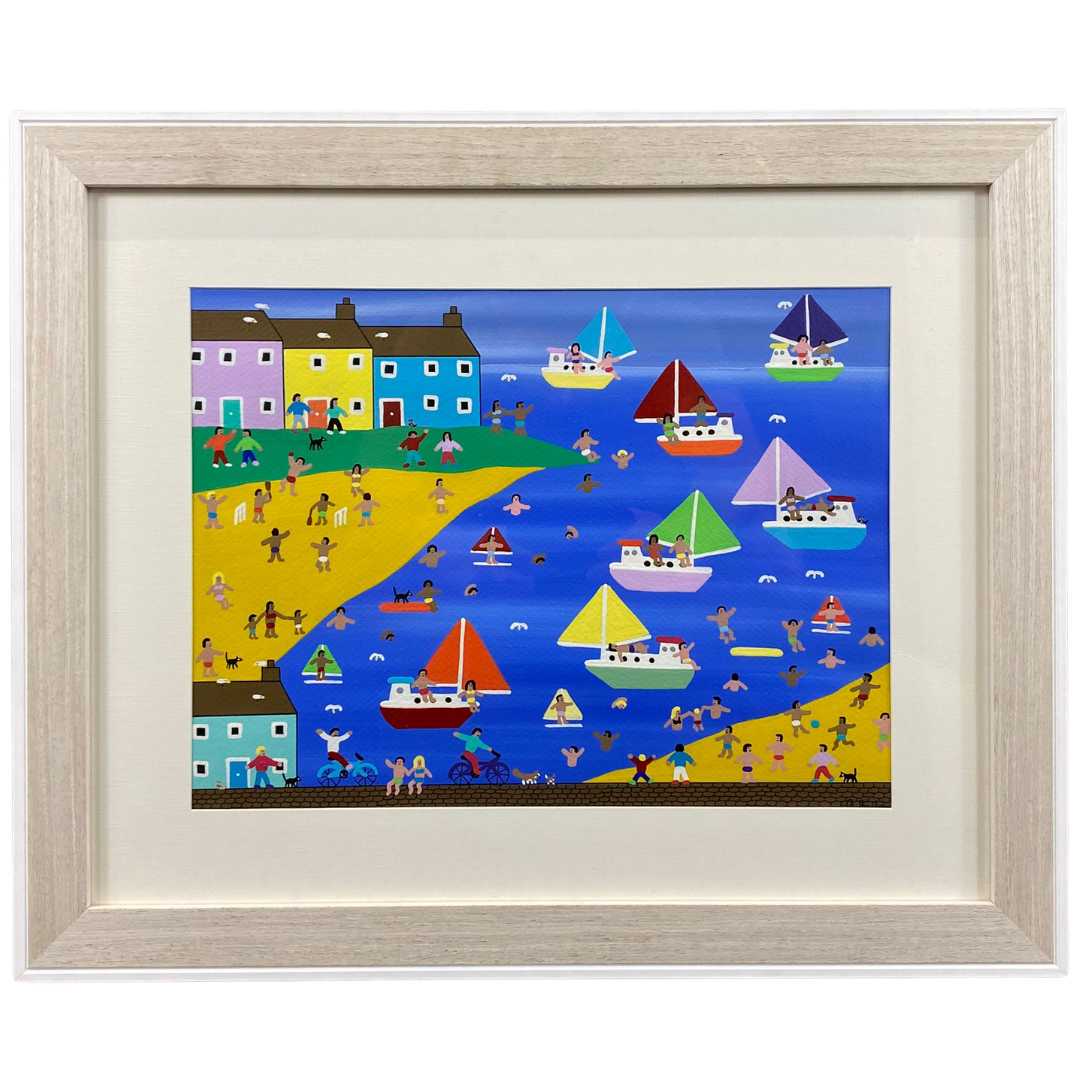 Original Oil Painting by the Artist Gordon Barker titled 'Beach Games'