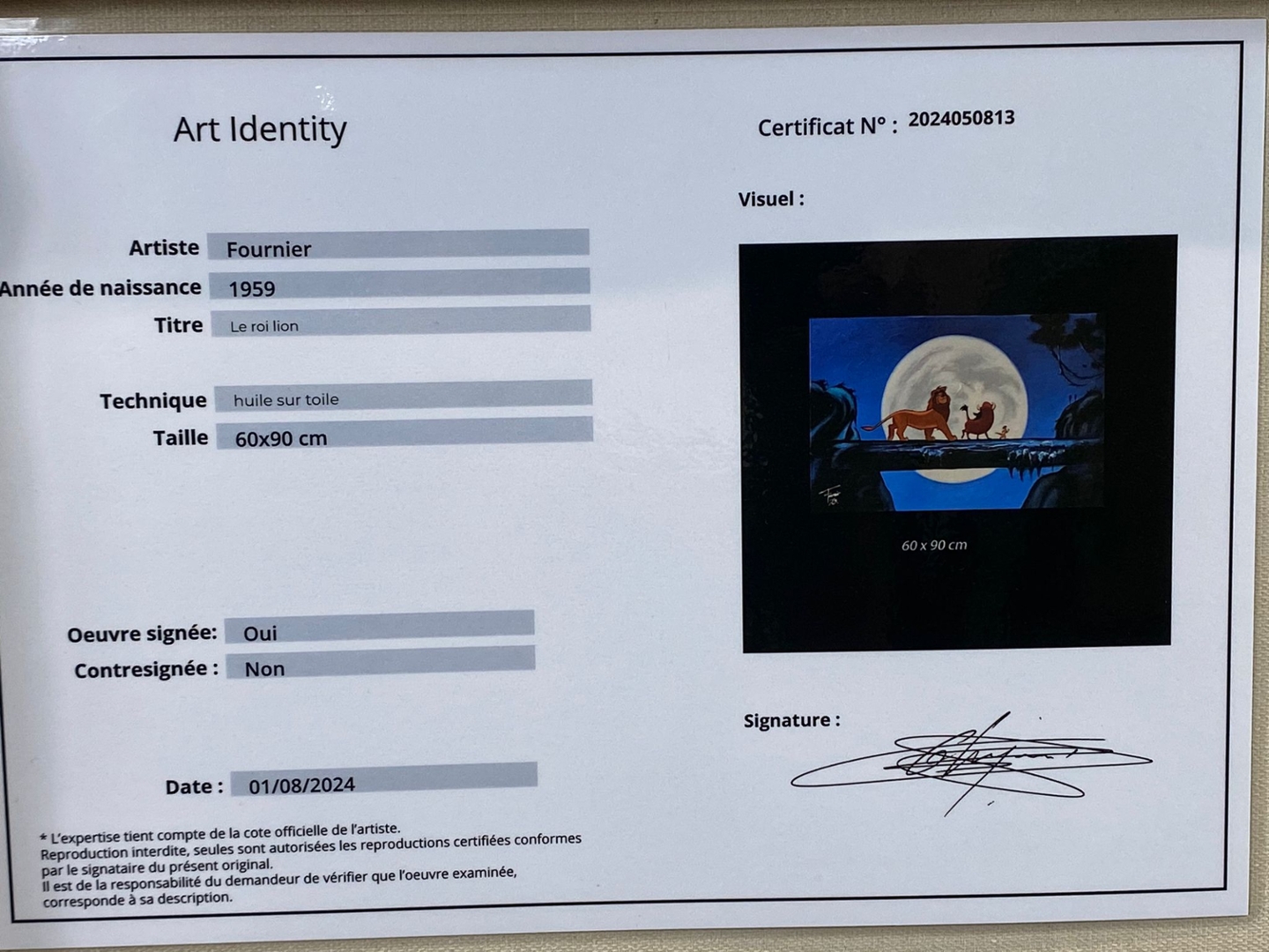 Large Oil Painting by the Artist Fournier titled Le Roi Lion