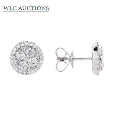 Natural Diamond Brilliant Shaped Cluster Earrings 1.02ct